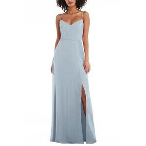 After Six Tie Back Cutout Maxi Dress With Front Slit in Sky Blue 14 New Womens